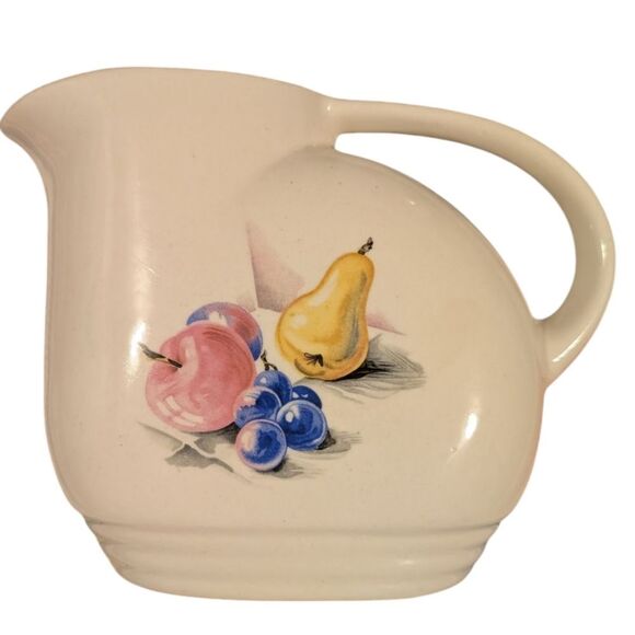vintage 40s 50s Knowles Utility Ware Fruit Pattern Pitcher‎ Vase MCM - Picture 1 of 6
